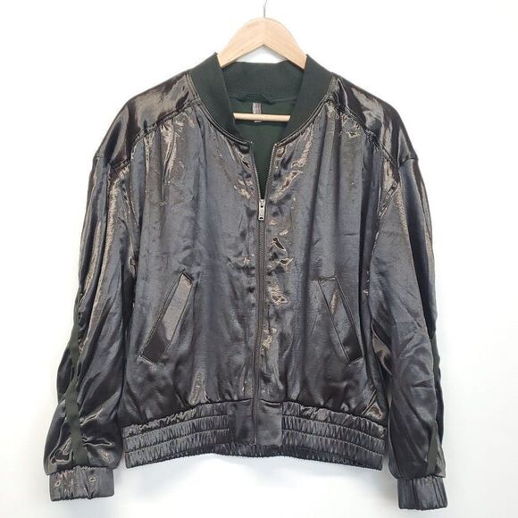 Free People Movement Relay Zip Up Satin Knit Collared Jacket - Picture 2 of 15